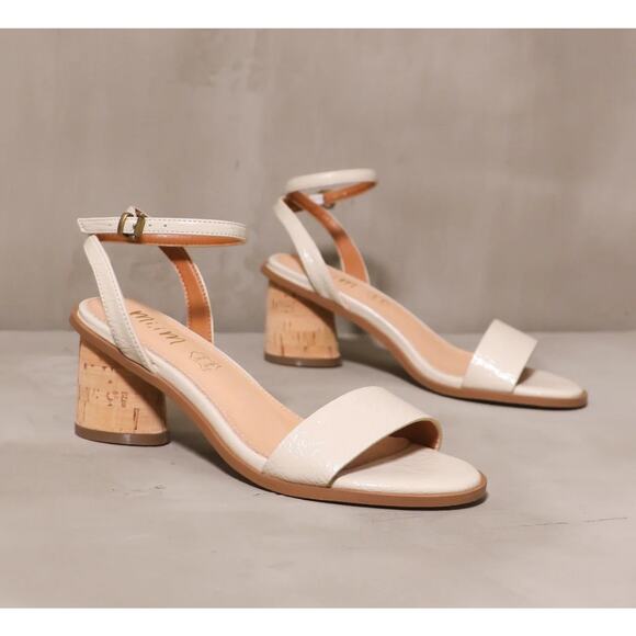 🌟3 for $35🌟 Mi Im Pop the Cork Heel White Strappy Sandals‎ Size 8.5 Wedding - Picture 1 of 6